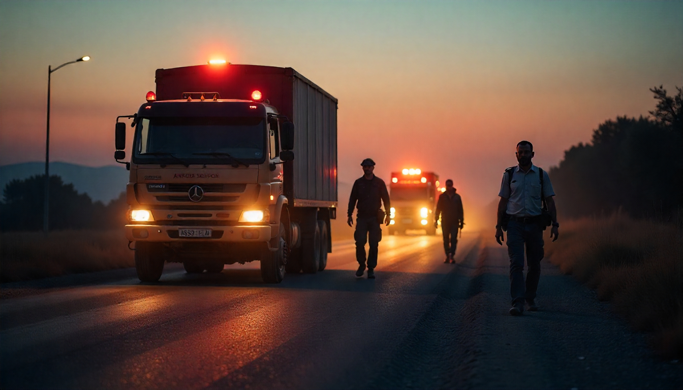 trucks and lorries are dispatched during crisis management & evacuation procedure.